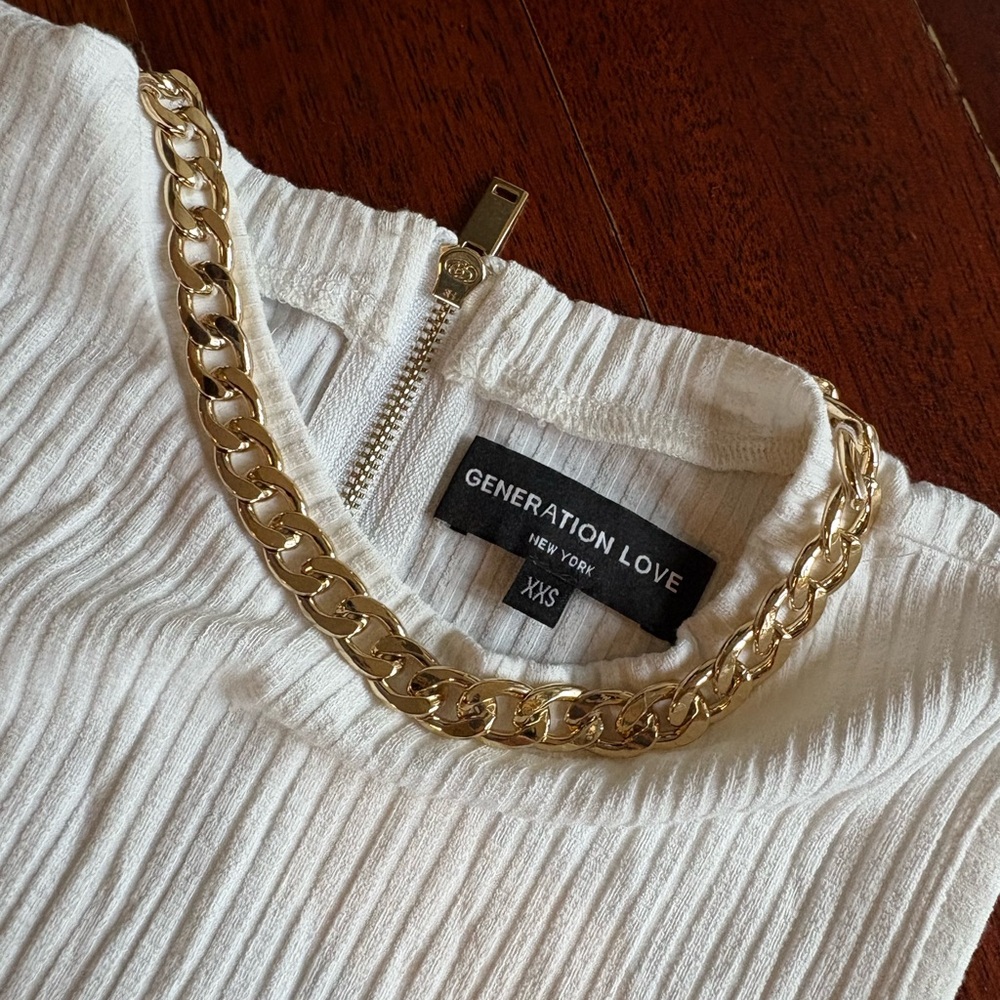 Generation Love Ivory Blouse with Gold Chain Accent
